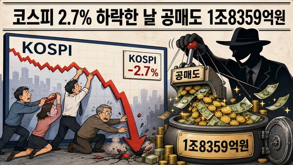 코스피 2.7% 하락한 날 공매도 1조8359억원 - 뉴스 썸네일 이미지